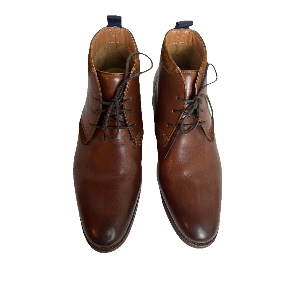 Florsheim Mens Uptown Chukka Boots US 8.5W Cognac Brown Leather‎ Lace Up Shoes